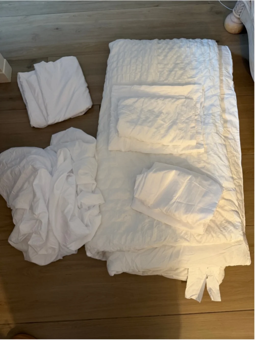 NEW Full Size Comforter Set Sheets Sham Pillowcases 7 Pcs White Seersucker